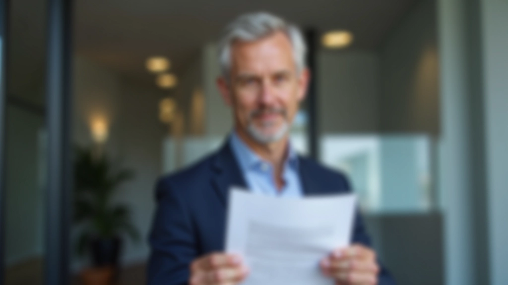 Personne en costume tenant un contrat avec des points d'interrogation