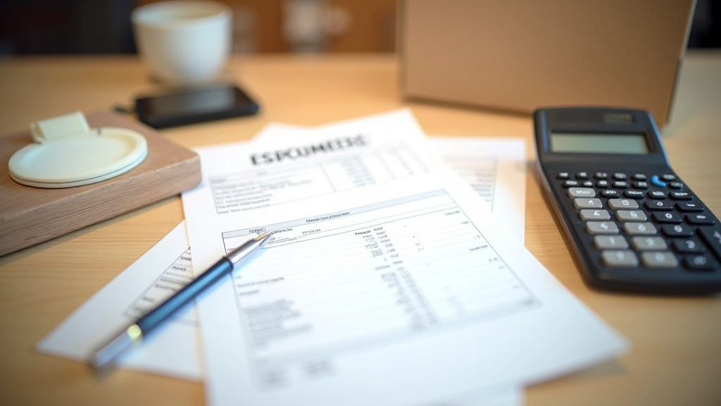 Bureau avec devis de déménagement, calculatrice et documents financiers